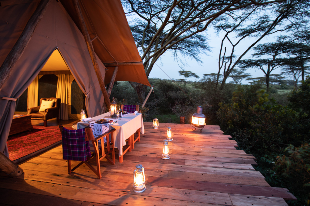 Private camp dinner in Africa
