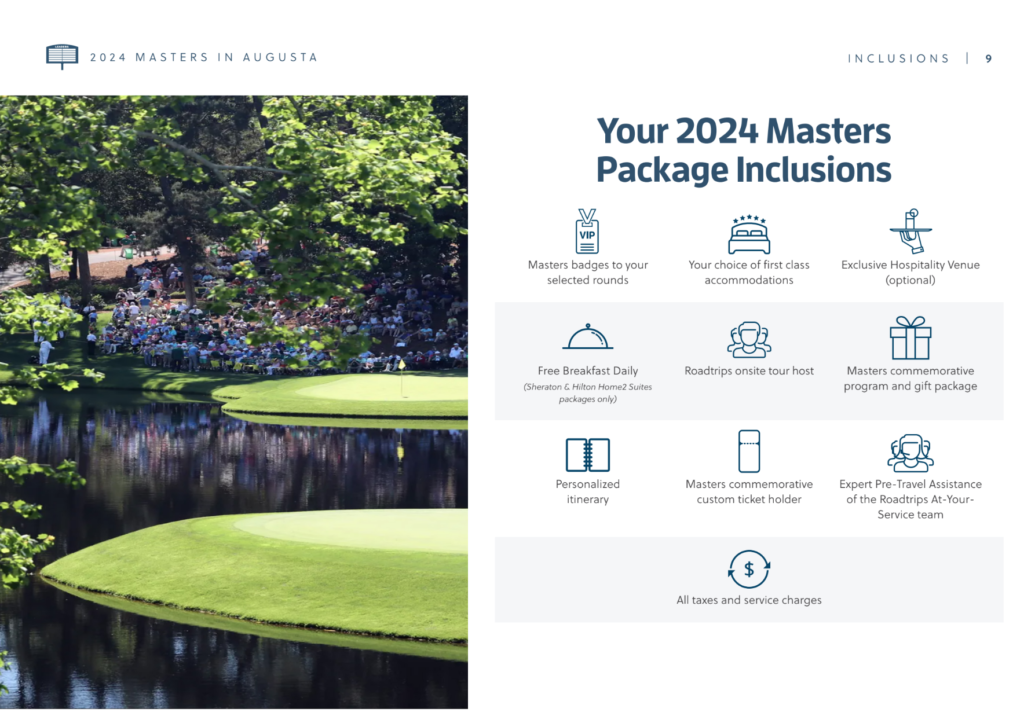 Masters 2024 Runway Travel Co. Multiple luxury packages available