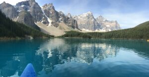 The view of Lake Louise from a canoe