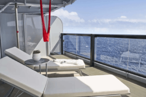 Virgin Voyages balcony and hammock